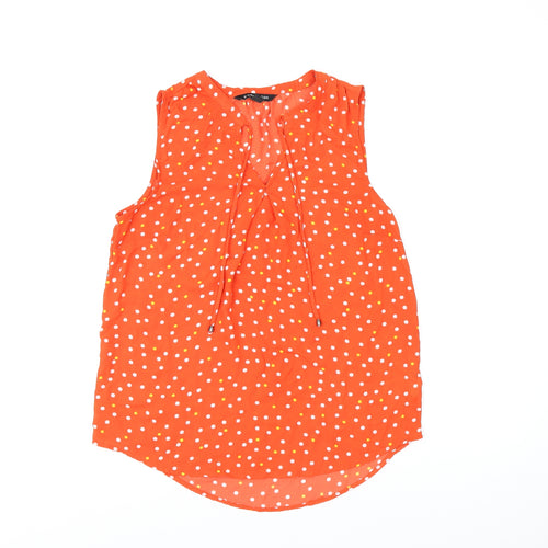 41Hawthorn Womens Red Polka Dot Polyester Basic T-Shirt Size S V-Neck