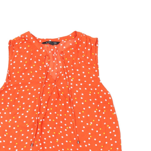 41Hawthorn Womens Red Polka Dot Polyester Basic T-Shirt Size S V-Neck