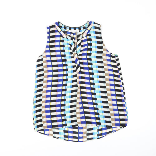 Rose + Olive Womens Multicoloured Geometric Polyester Basic T-Shirt Size S V-Neck