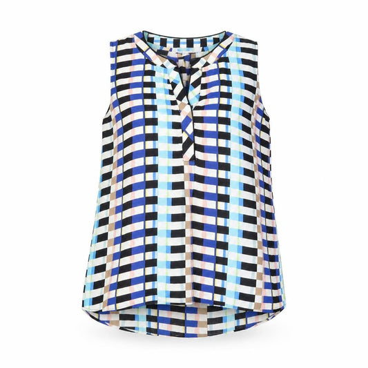 Front view of Rose + Olive women’s multicoloured geometric polyester basic t-shirt, size S, v-neck