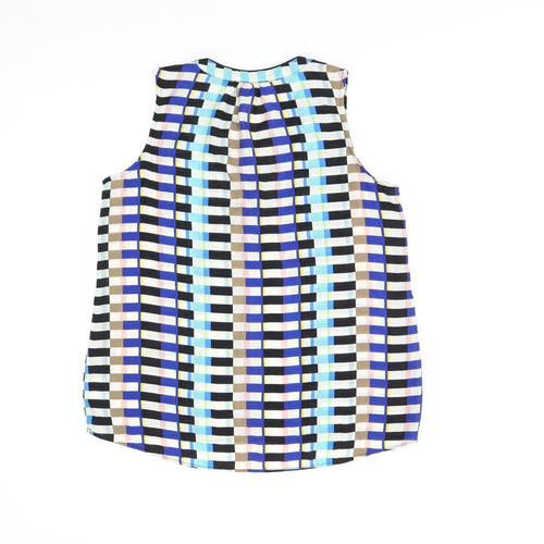 Rose + Olive Womens Multicoloured Geometric Polyester Basic T-Shirt Size S V-Neck