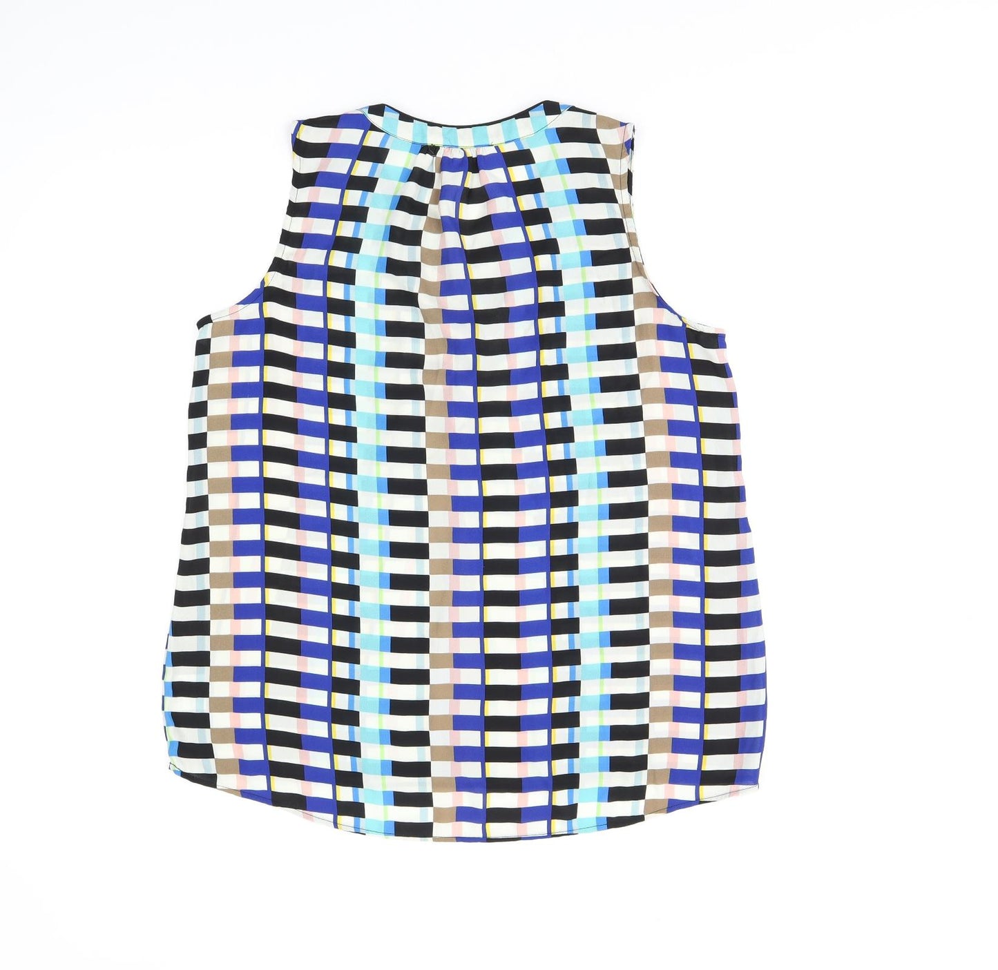 Rose + Olive Womens Multicoloured Geometric Polyester Basic T-Shirt Size S V-Neck