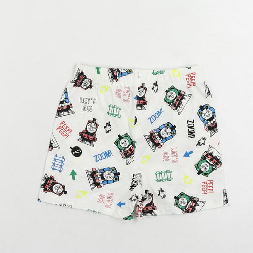 Marks and Spencer Baby White Geometric Cotton Cami Sleep Shorts Size 18-24 Months - Thomas The Tank Engine