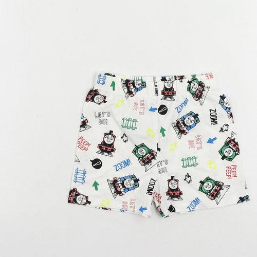 Marks and Spencer Baby White Geometric Cotton Cami Sleep Shorts Size 18-24 Months - Thomas The Tank Engine