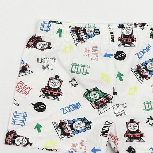 Marks and Spencer Baby White Geometric Cotton Cami Sleep Shorts Size 18-24 Months - Thomas The Tank Engine