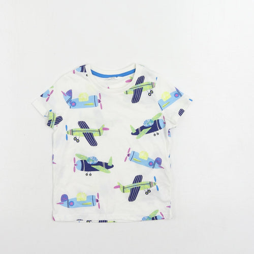 Marks and Spencer Baby White Geometric Cotton Cami Pyjama Top Size 18-24 Months Pullover - Plane Print