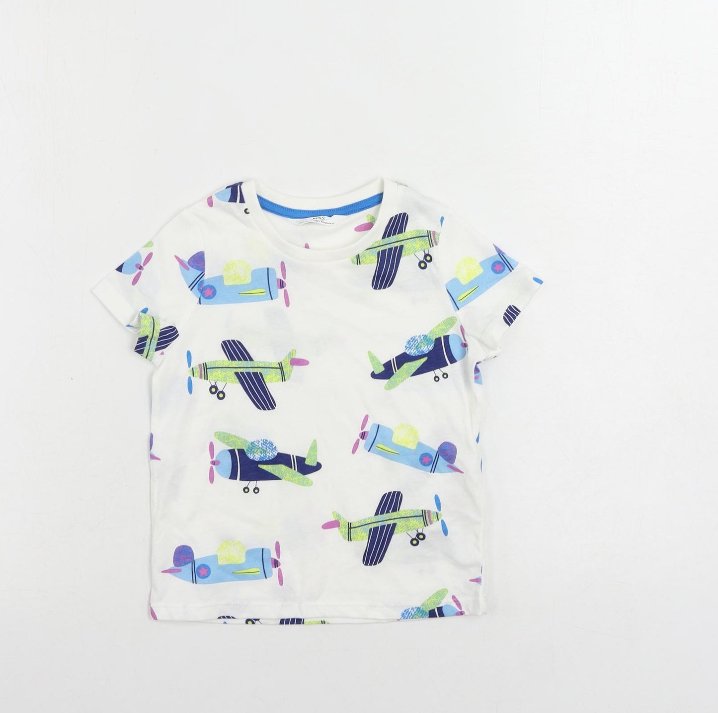 Marks and Spencer Baby White Geometric Cotton Cami Pyjama Top Size 18-24 Months Pullover - Plane Print