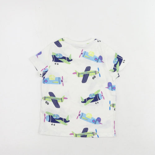 Marks and Spencer Baby White Geometric Cotton Cami Pyjama Top Size 18-24 Months Pullover - Plane Print