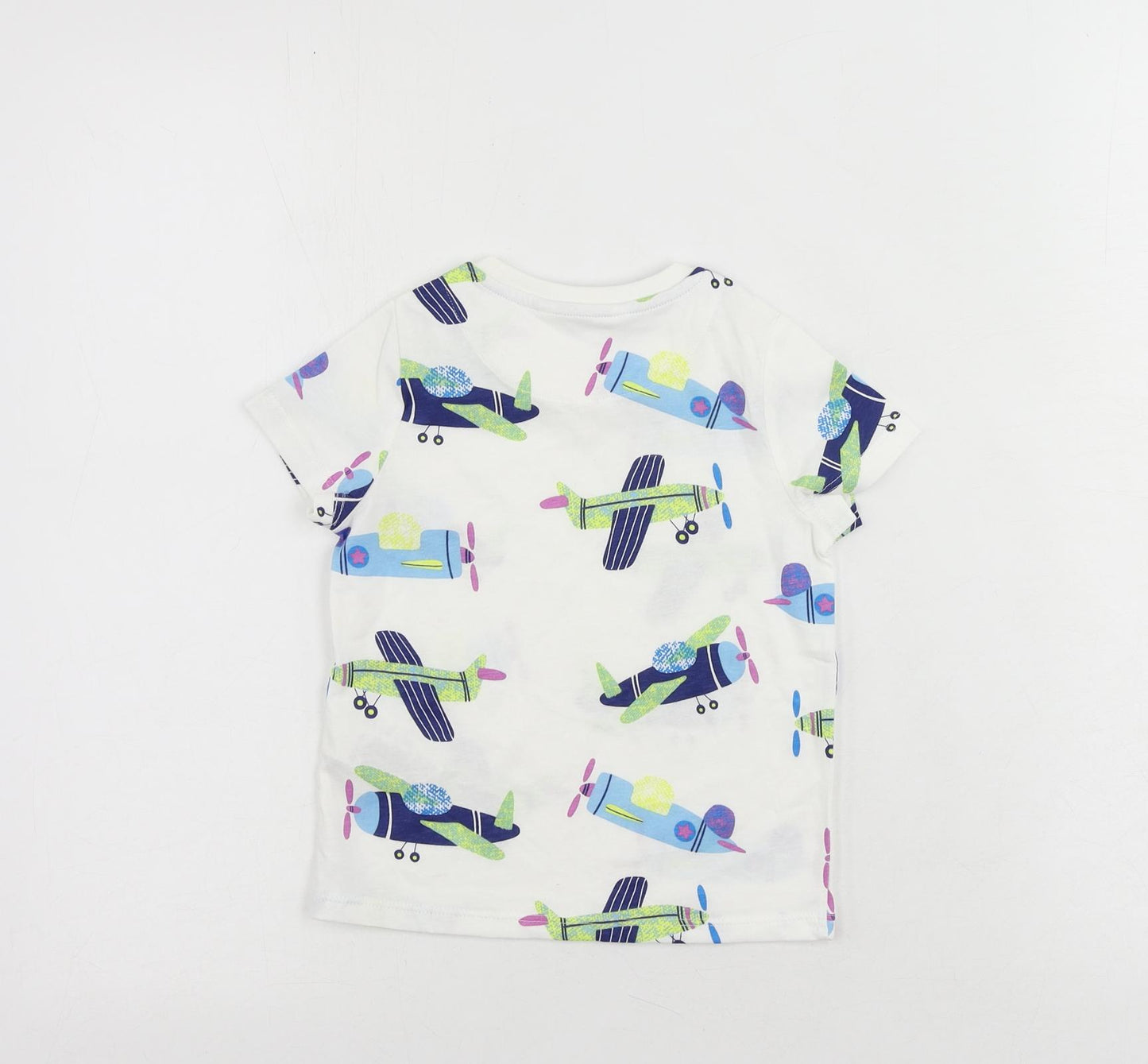 Marks and Spencer Baby White Geometric Cotton Cami Pyjama Top Size 18-24 Months Pullover - Plane Print