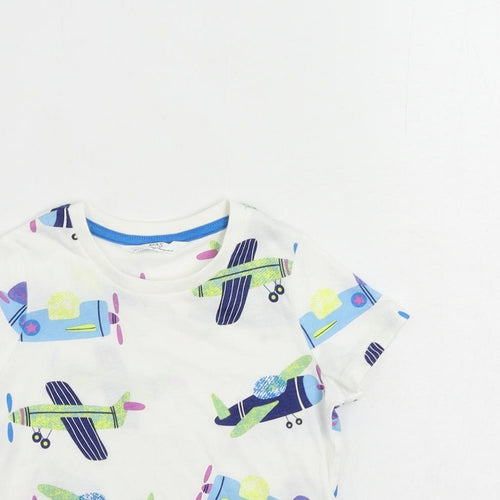 Marks and Spencer Baby White Geometric Cotton Cami Pyjama Top Size 18-24 Months Pullover - Plane Print