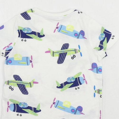 Marks and Spencer Baby White Geometric Cotton Cami Pyjama Top Size 18-24 Months Pullover - Plane Print