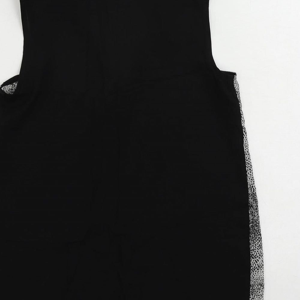 Dorothy Perkins Womens Black Animal Print Polyester Basic Blouse Size 6 V-Neck