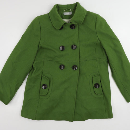 Wallis Womens Green Pea Coat Coat Size 18 Button