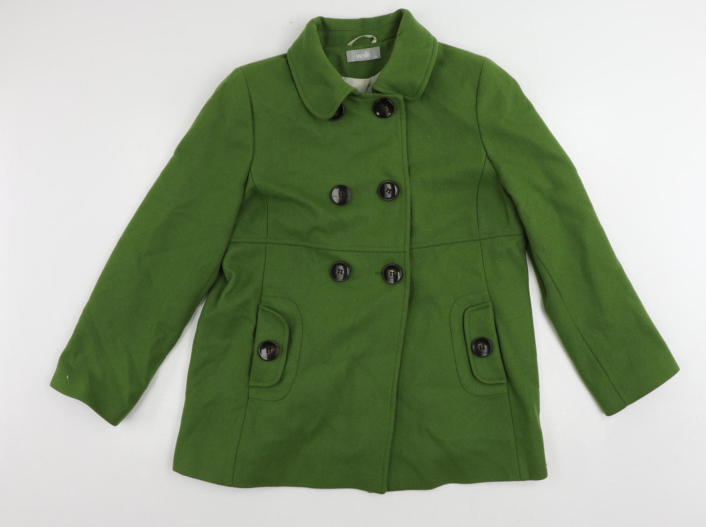 Wallis Womens Green Pea Coat Coat Size 18 Button