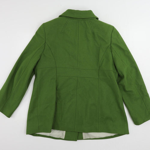 Wallis Womens Green Pea Coat Coat Size 18 Button