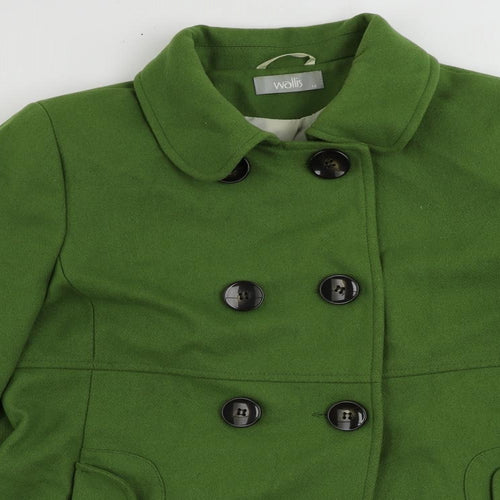 Wallis Womens Green Pea Coat Coat Size 18 Button