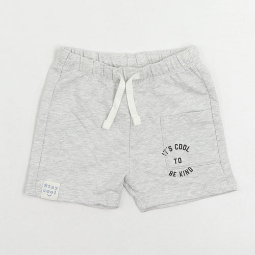 Marks and Spencer Baby Grey Cotton Cropped Trousers Size 6-9 Months Drawstring