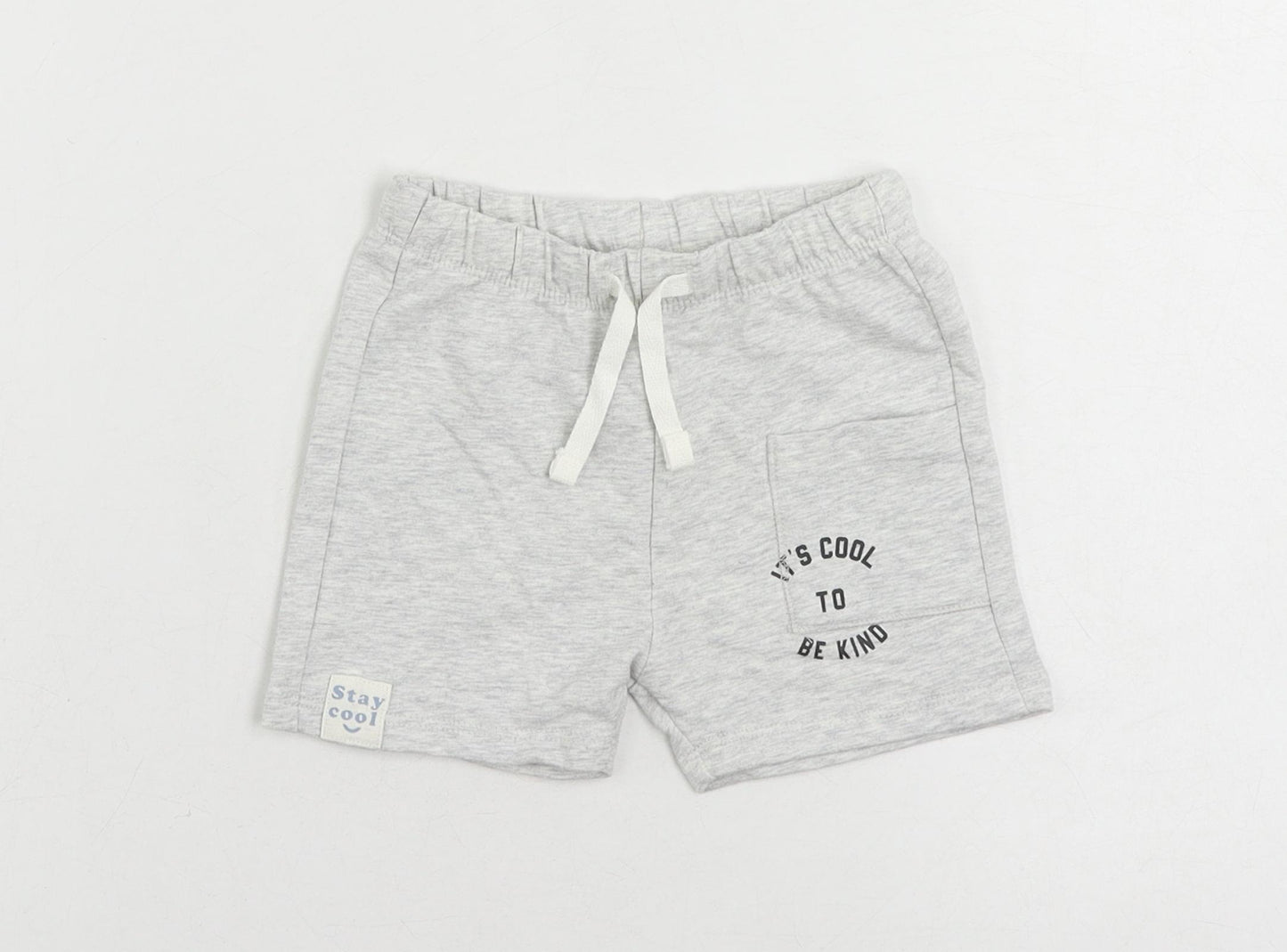 Marks and Spencer Baby Grey Cotton Cropped Trousers Size 6-9 Months Drawstring