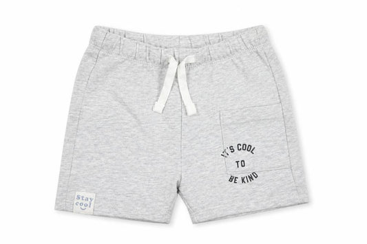 Front view of Marks & Spencer Baby Grey Cotton Cropped Trousers, size 6-9, Months Drawstring