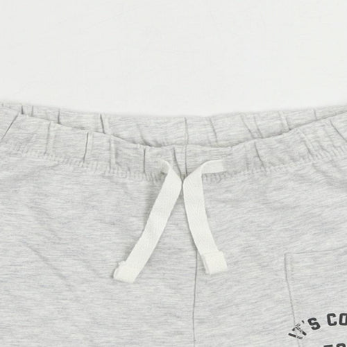 Marks and Spencer Baby Grey Cotton Cropped Trousers Size 6-9 Months Drawstring
