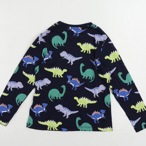 Marks and Spencer Boys Blue Geometric Cotton Pullover T-Shirt Size 6-7 Years Crew Neck Pullover - Dinosaur Print