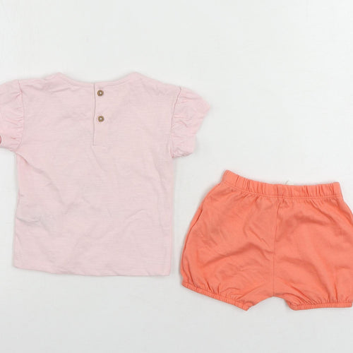 Marks and Spencer Baby Pink Cotton Shorts Set Outfit/Set Size 3-6 Months - Summer