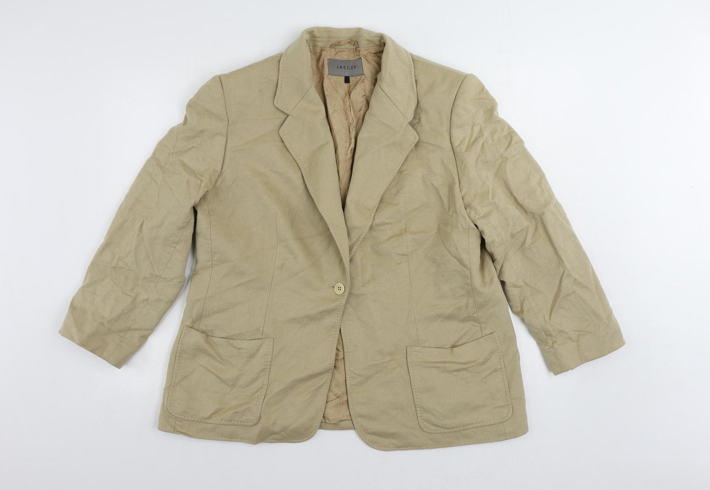 Jaeger Womens Beige Jacket Blazer Size 18 Button