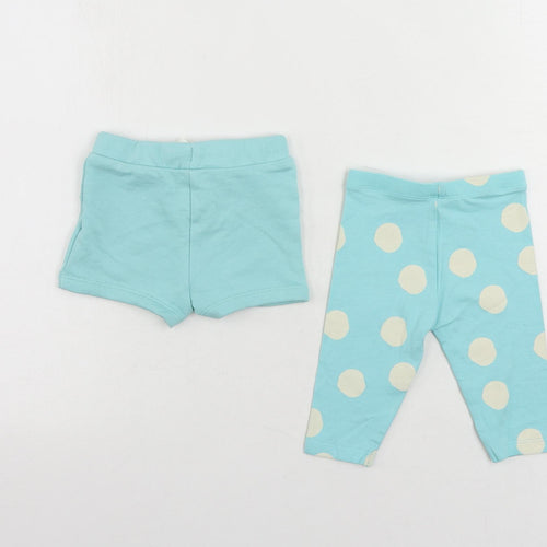 Marks and Spencer Baby Blue Polka Dot Cotton Jogger Trousers Size 3-6 Months - Set
