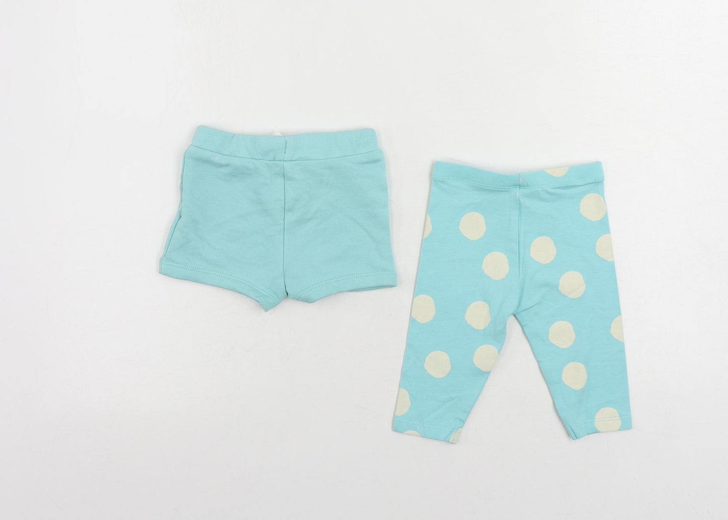 Marks and Spencer Baby Blue Polka Dot Cotton Jogger Trousers Size 3-6 Months - Set
