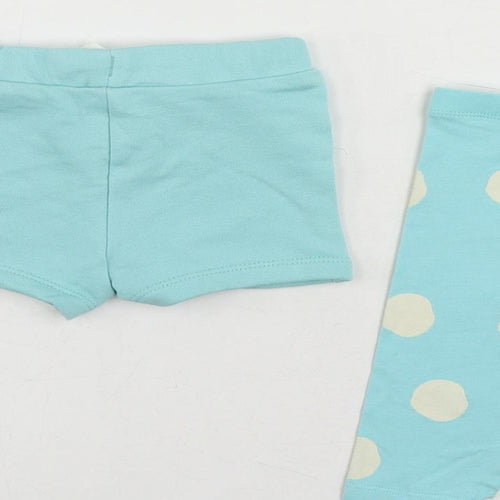 Marks and Spencer Baby Blue Polka Dot Cotton Jogger Trousers Size 3-6 Months - Set