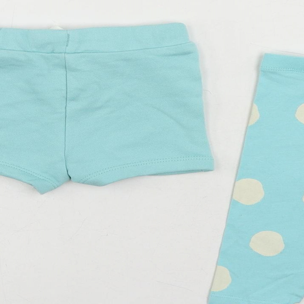 Marks and Spencer Baby Blue Polka Dot Cotton Jogger Trousers Size 3-6 Months - Set