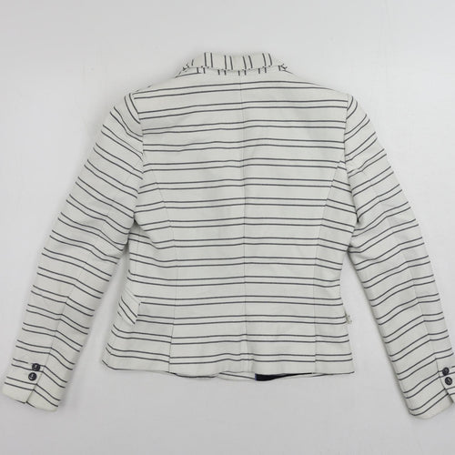 Zara Womens White Striped Jacket Blazer Size M Button