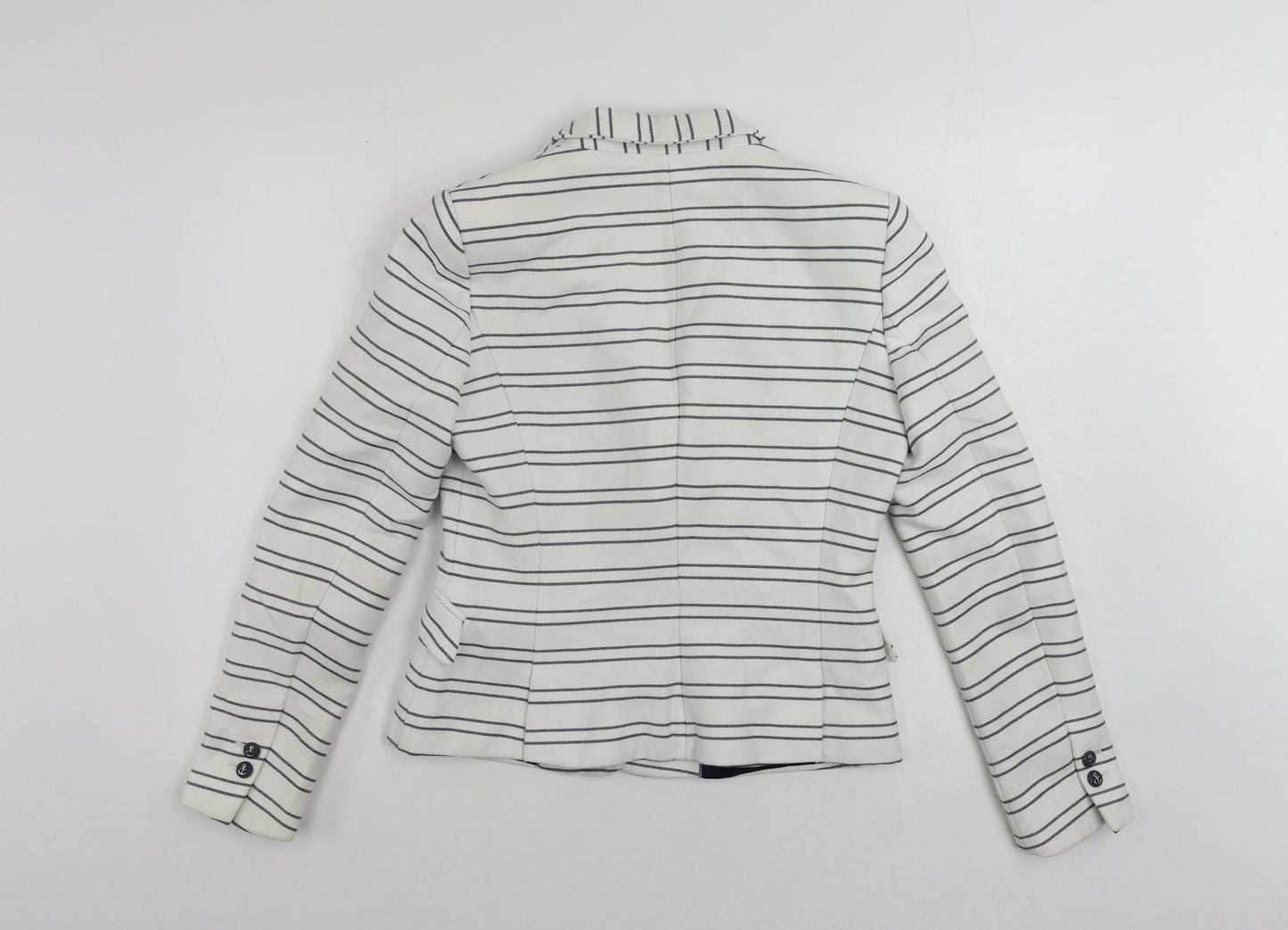 Zara Womens White Striped Jacket Blazer Size M Button