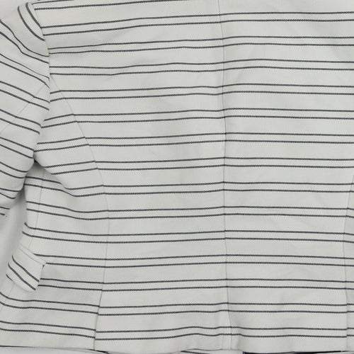 Zara Womens White Striped Jacket Blazer Size M Button