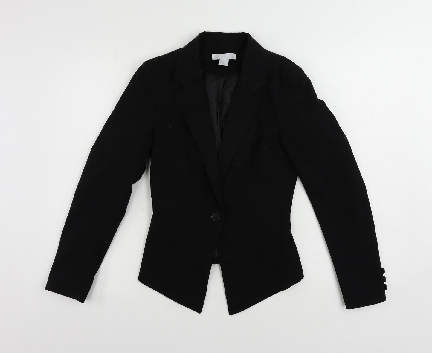 H&M Womens Black Jacket Blazer Size 4 Button