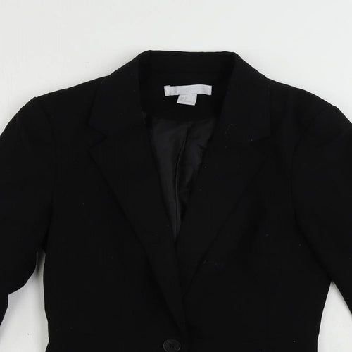 H&M Womens Black Jacket Blazer Size 4 Button