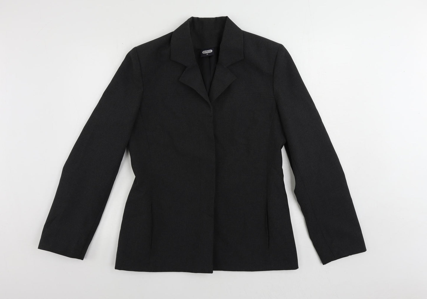 Pilot Womens Grey Jacket Blazer Size 14 Button