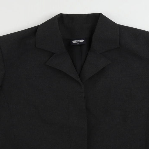 Pilot Womens Grey Jacket Blazer Size 14 Button