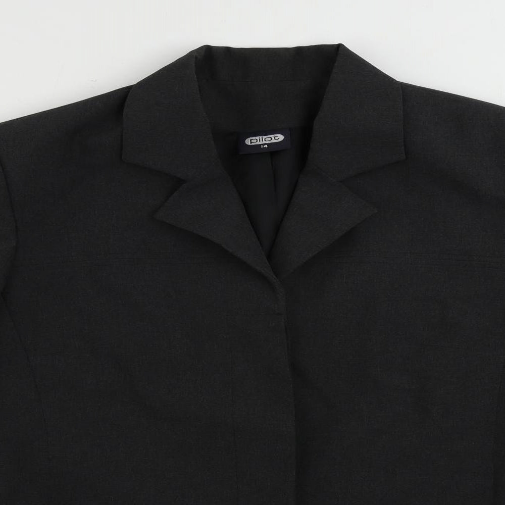 Pilot Womens Grey Jacket Blazer Size 14 Button