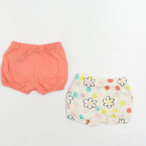 Marks and Spencer Baby Ivory Floral Cotton Cropped Trousers Size 0-3 Months - Set
