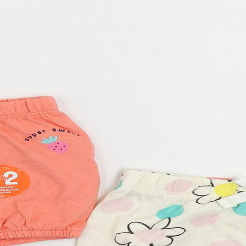 Marks and Spencer Baby Ivory Floral Cotton Cropped Trousers Size 0-3 Months - Set