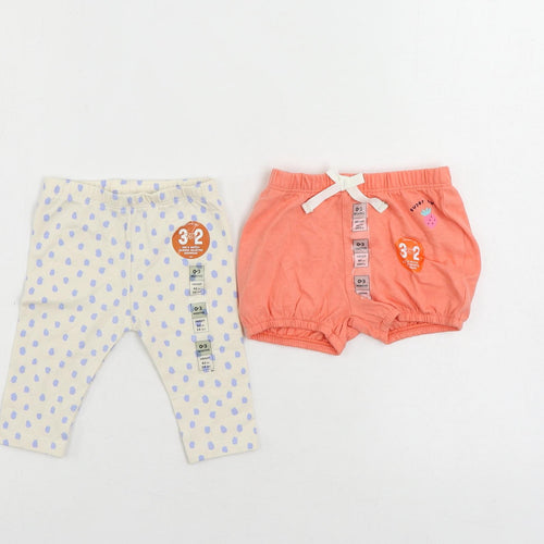 Marks and Spencer Baby Pink Cotton Jogger Trousers Size 0-3 Months - Set
