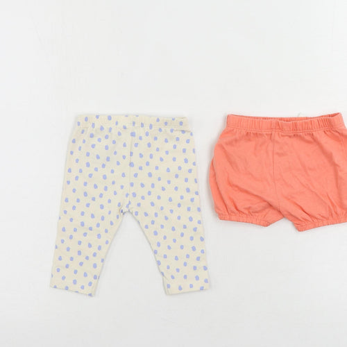 Marks and Spencer Baby Pink Cotton Jogger Trousers Size 0-3 Months - Set