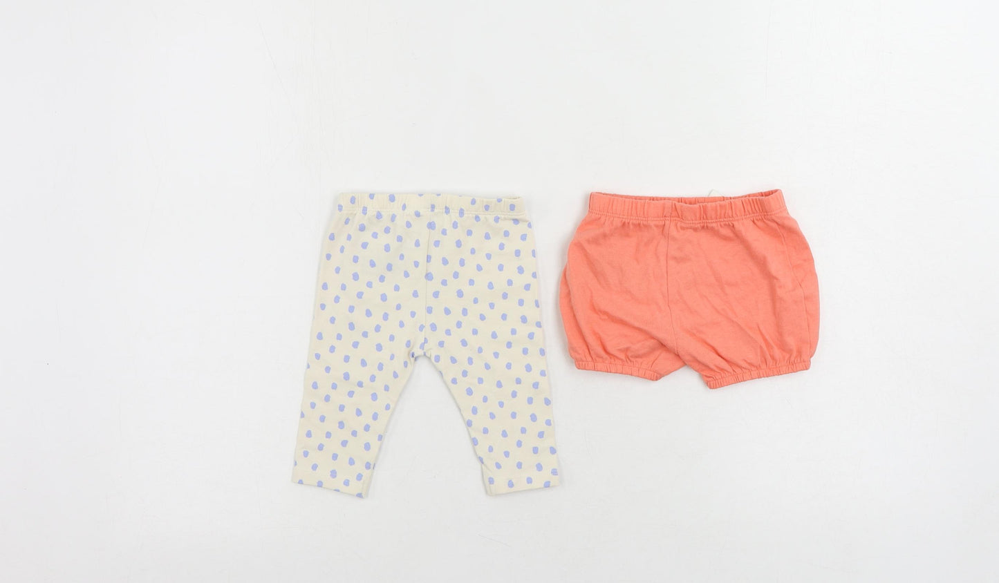 Marks and Spencer Baby Pink Cotton Jogger Trousers Size 0-3 Months - Set