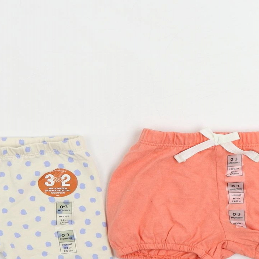 Marks and Spencer Baby Pink Cotton Jogger Trousers Size 0-3 Months - Set