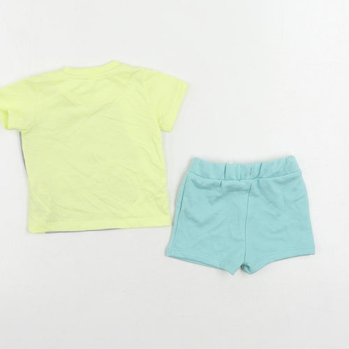Marks and Spencer Baby Yellow Cotton Shorts Set Outfit/Set Size 0-3 Months Pullover - Elephant