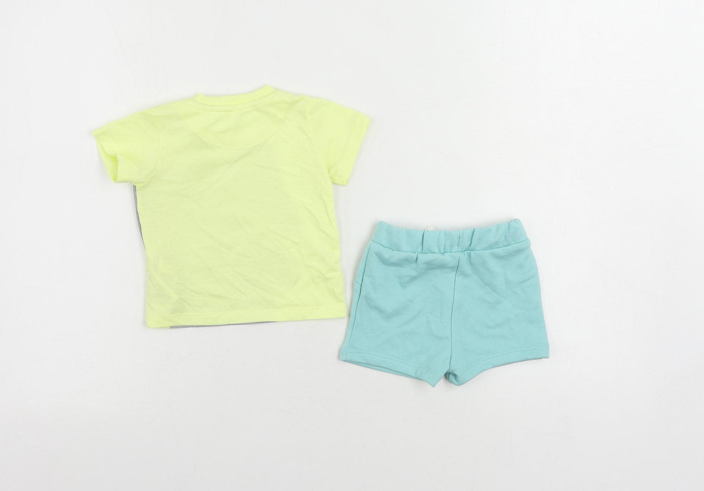 Marks and Spencer Baby Yellow Cotton Shorts Set Outfit/Set Size 0-3 Months Pullover - Elephant