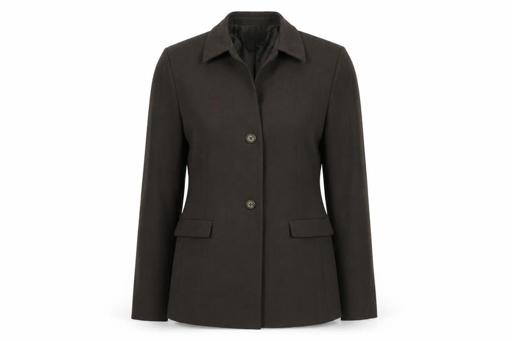 Front view of Episode women’s brown jacket blazer, size UK 8, button