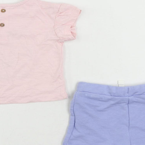 Marks and Spencer Baby Pink Cotton Shorts Set Outfit/Set Size 0-3 Months Button