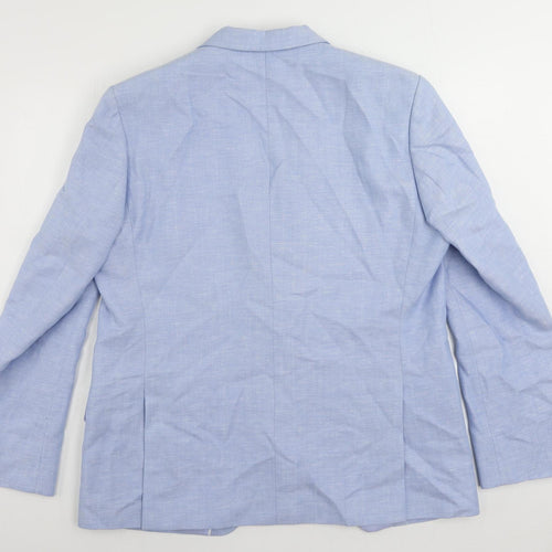 Marks and Spencer Mens Blue Linen Jacket Suit Jacket Size 48 Regular